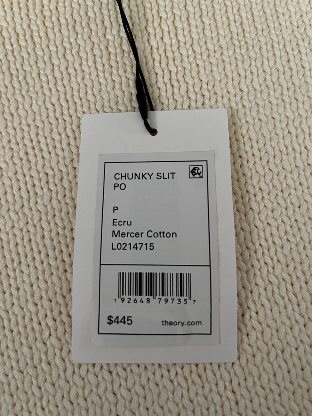 Theory Chunky Slit Mercer Cotton Ecru Sweater Heavy Knit Pullover Side Slits XS - Picture 8 of 10